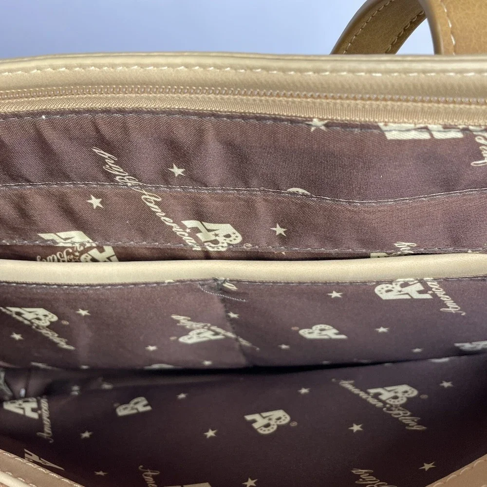 American Bling Concealed Carry Tan Purse Studded Detail Shoulder Bag Zip Closure